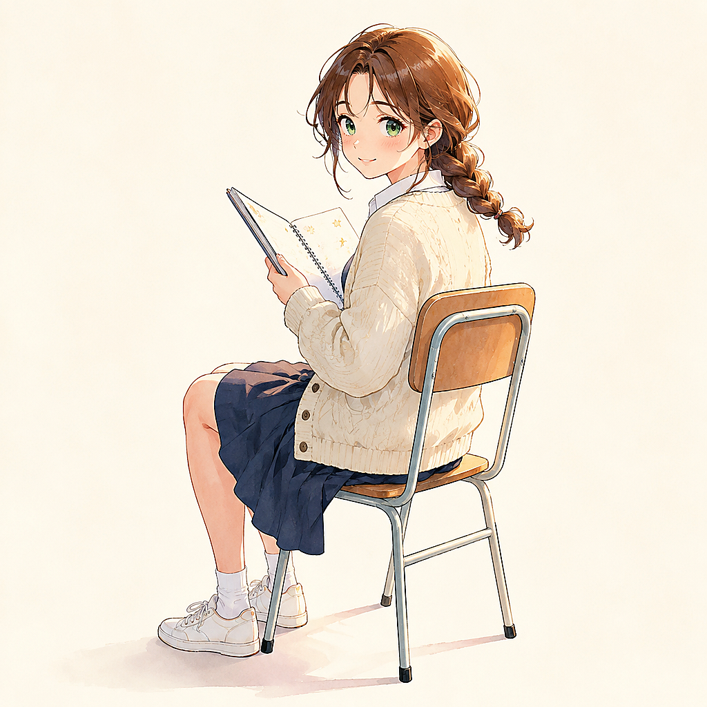 原创可爱二次元女性笔记本插画